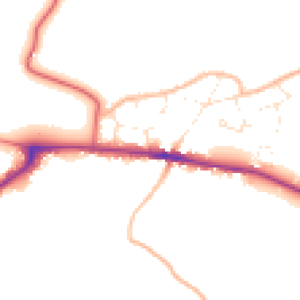 Daytime road noise heatmap for GL19 3SG