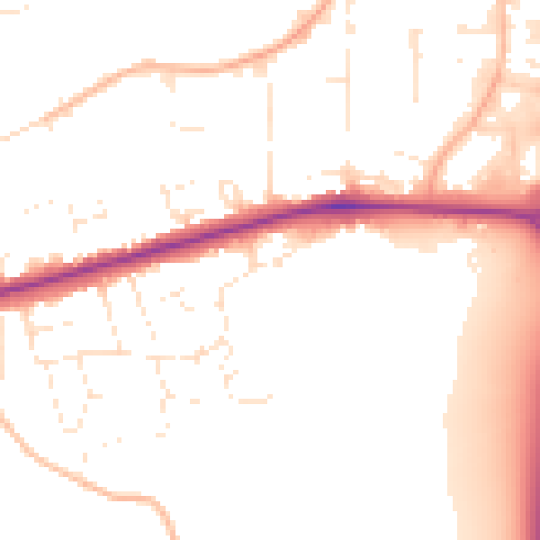 Daytime road noise heatmap for GL20 8DJ