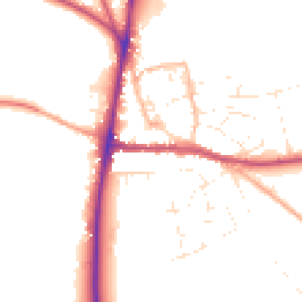 Daytime road noise heatmap for GL54 1AA
