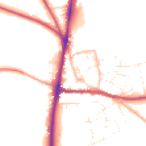 Daytime road noise heatmap for GL54 1AB