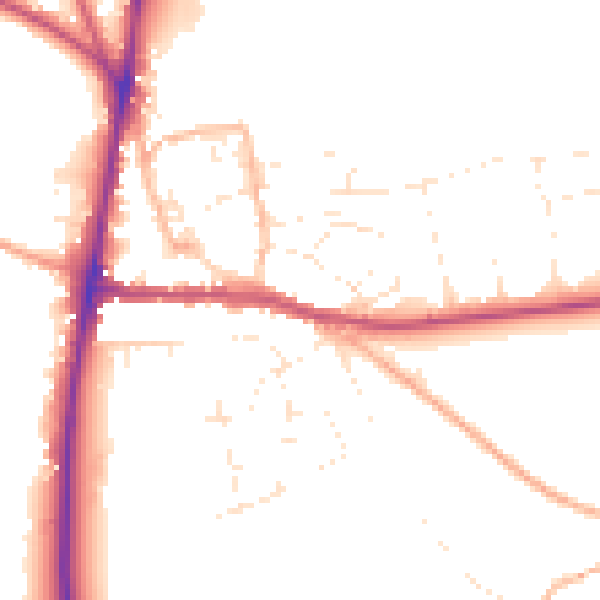 Daytime road noise heatmap for GL54 1AQ