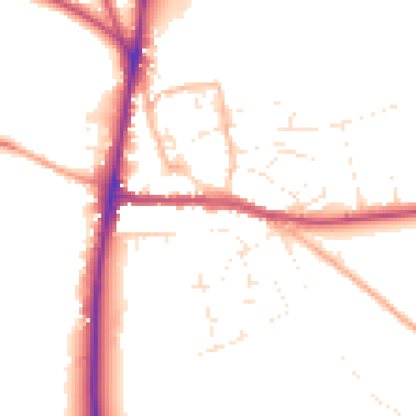 Daytime road noise heatmap for GL54 1AU