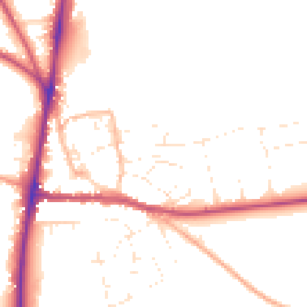 Daytime road noise heatmap for GL54 1DA