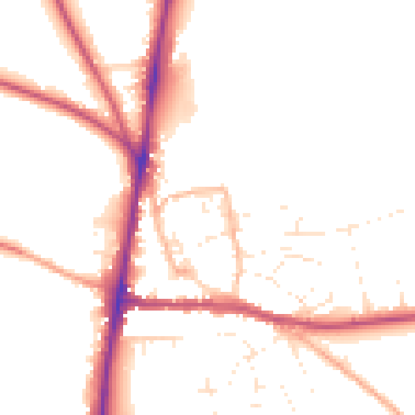 Daytime road noise heatmap for GL54 1DJ