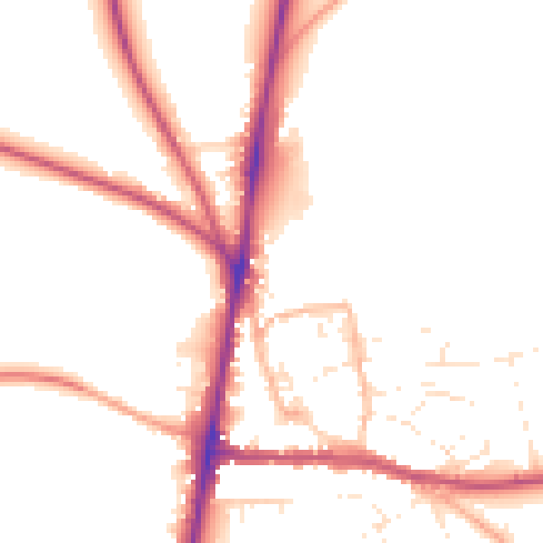 Daytime road noise heatmap for GL54 1DN