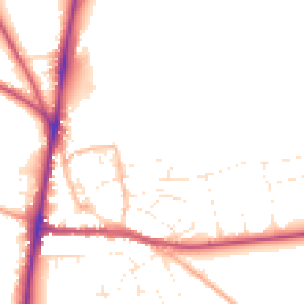 Daytime road noise heatmap for GL54 1DQ