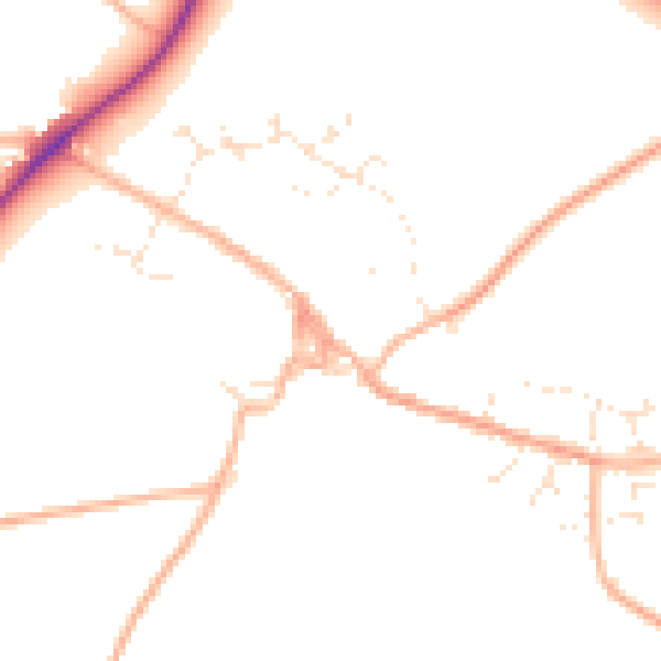 Daytime road noise heatmap for GL54 3EJ