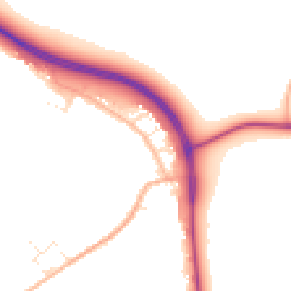 Daytime road noise heatmap for GL54 4GZ
