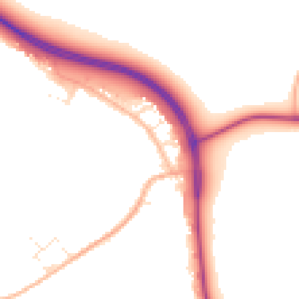 Daytime road noise heatmap for GL54 4HN