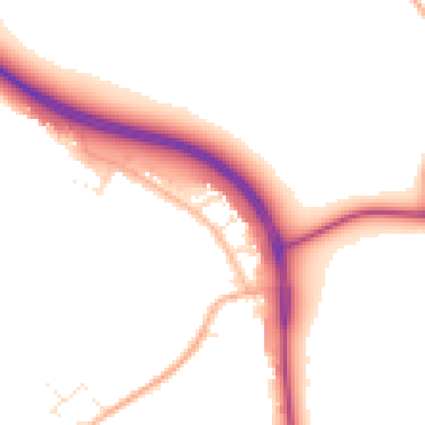 Daytime road noise heatmap for GL54 4LA