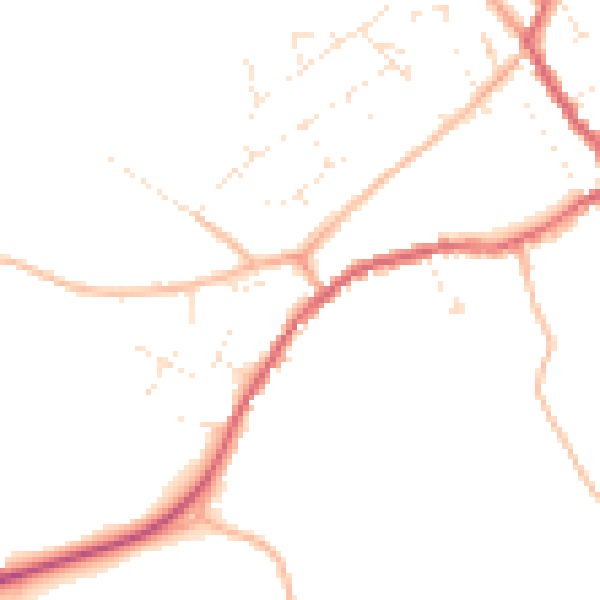 Daytime road noise heatmap for GL54 5LZ