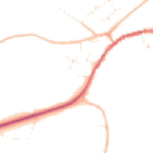 Daytime road noise heatmap for GL54 5NN