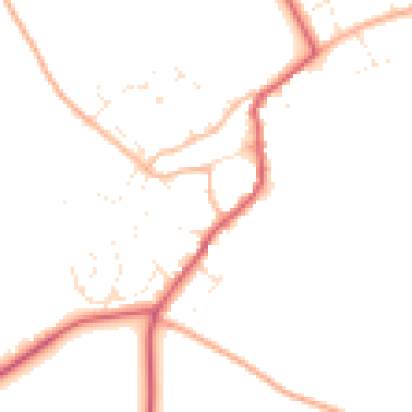 Daytime road noise heatmap for GL55 6TS