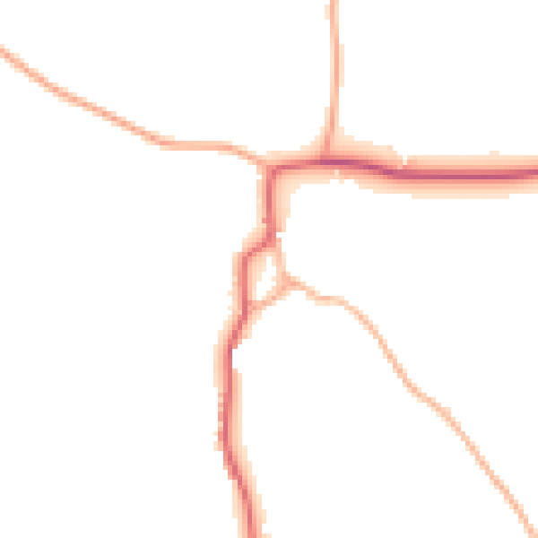 Daytime road noise heatmap for GL55 6XW