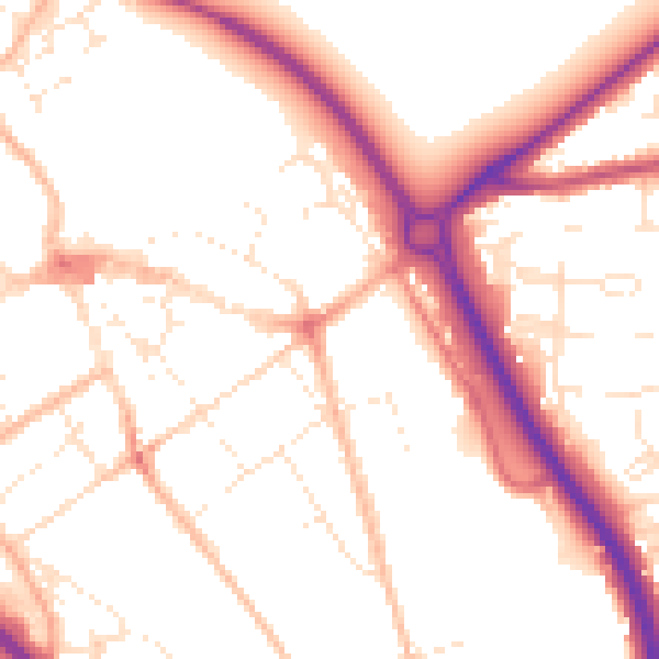 Daytime road noise heatmap for GL7 1AB