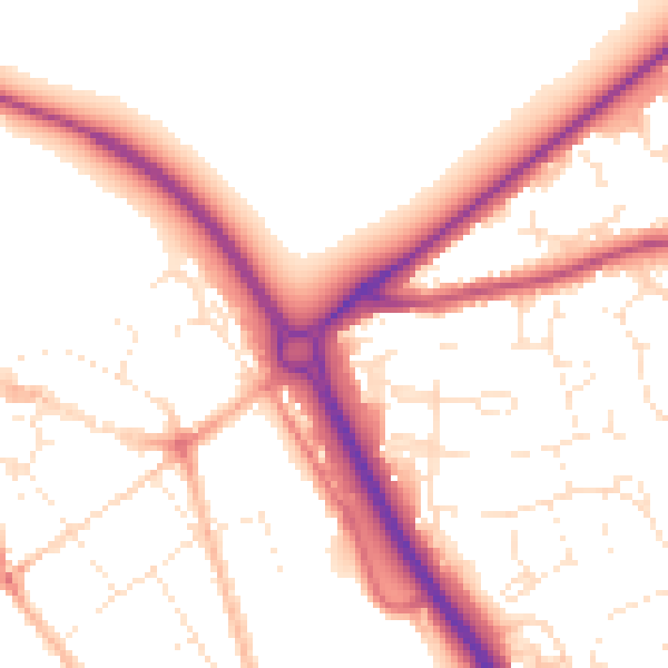 Daytime road noise heatmap for GL7 1AE