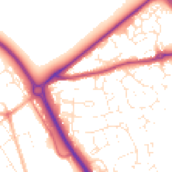 Daytime road noise heatmap for GL7 1AJ