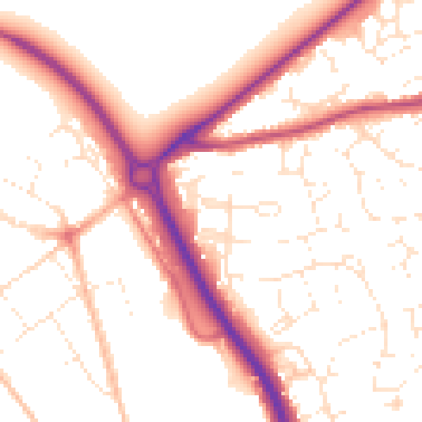 Daytime road noise heatmap for GL7 1AN