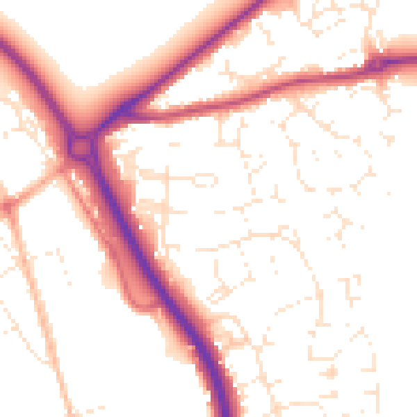 Daytime road noise heatmap for GL7 1AS