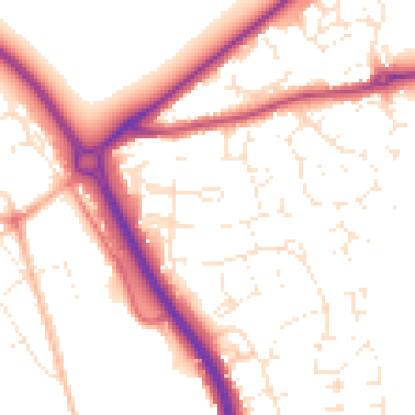 Daytime road noise heatmap for GL7 1AU