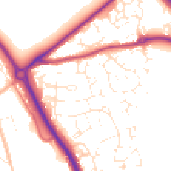 Daytime road noise heatmap for GL7 1AX