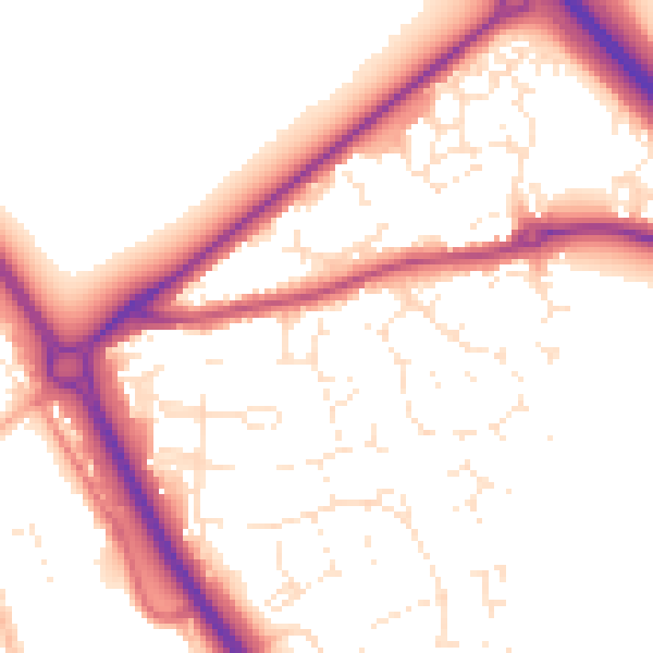Daytime road noise heatmap for GL7 1AZ