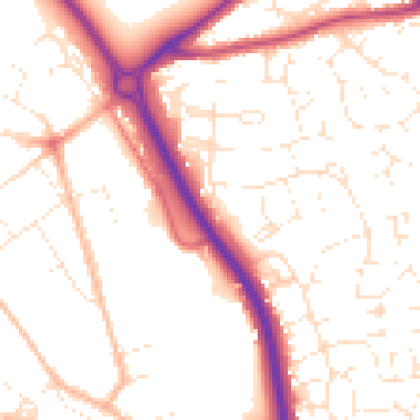 Daytime road noise heatmap for GL7 1BA