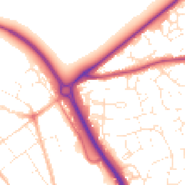 Daytime road noise heatmap for GL7 1BD