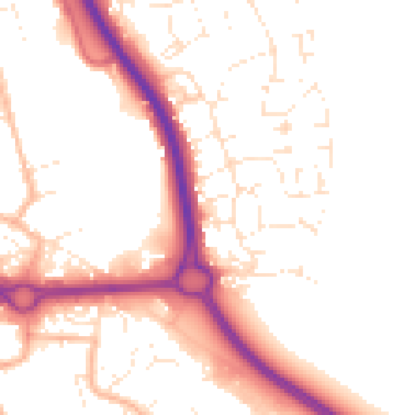 Daytime road noise heatmap for GL7 1BF