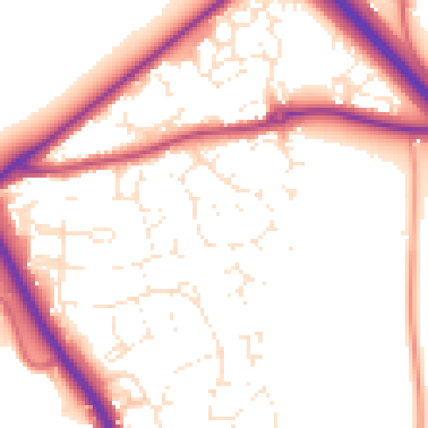 Daytime road noise heatmap for GL7 1BH