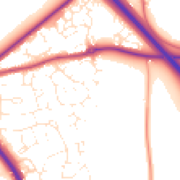Daytime road noise heatmap for GL7 1BJ