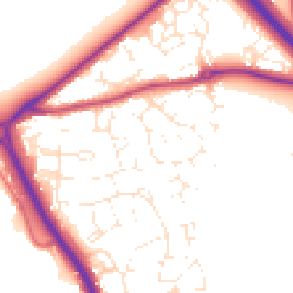 Daytime road noise heatmap for GL7 1BQ