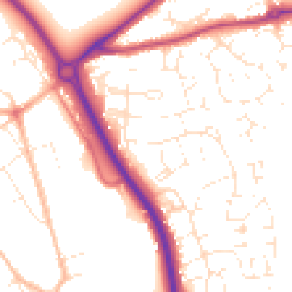 Daytime road noise heatmap for GL7 1BS