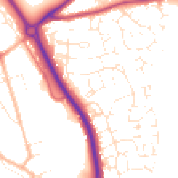 Daytime road noise heatmap for GL7 1BT