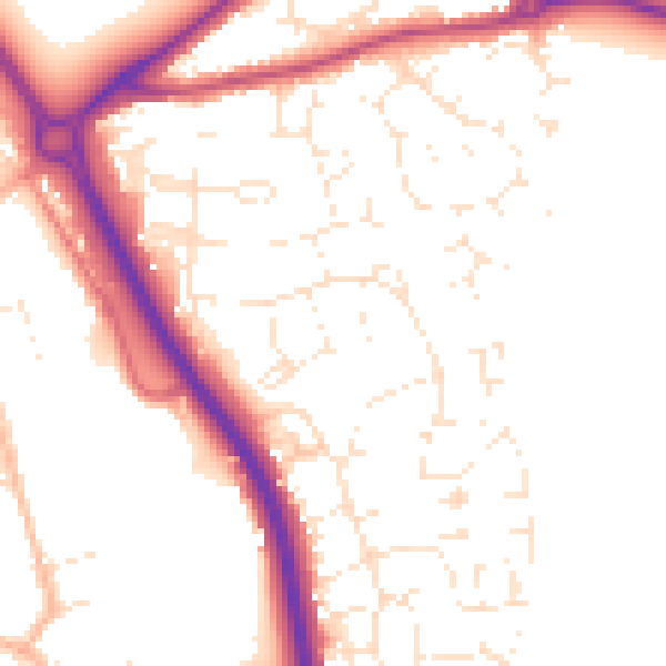 Daytime road noise heatmap for GL7 1BU
