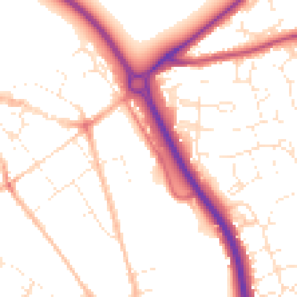 Daytime road noise heatmap for GL7 1BW
