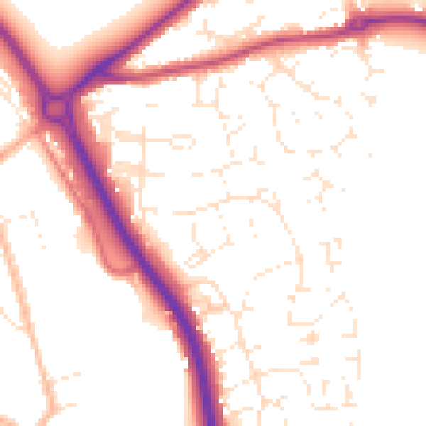 Daytime road noise heatmap for GL7 1BX