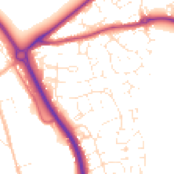 Daytime road noise heatmap for GL7 1BY