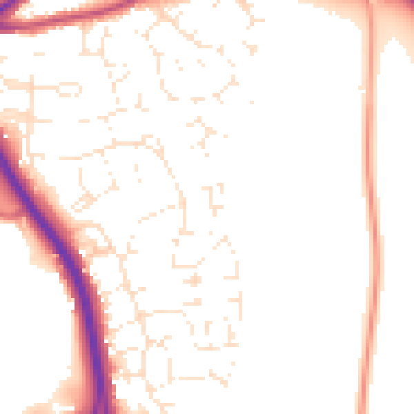 Daytime road noise heatmap for GL7 1DE
