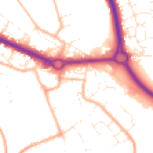 Daytime road noise heatmap for GL7 1NJ