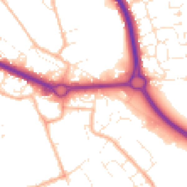Daytime road noise heatmap for GL7 1PW