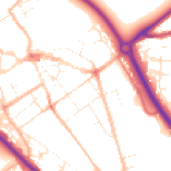 Daytime road noise heatmap for GL7 1QQ