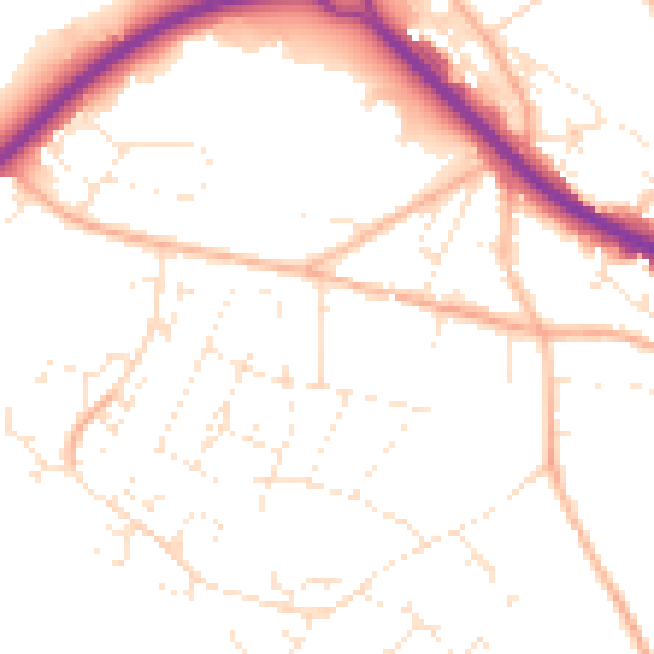 Daytime road noise heatmap for GL7 1SA