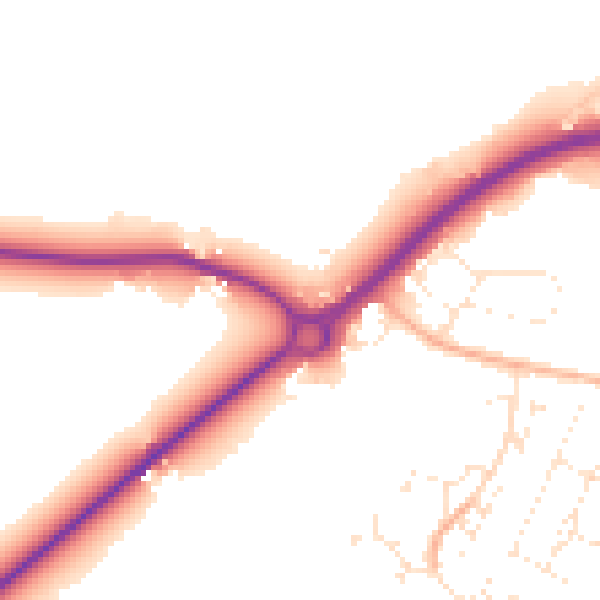 Daytime road noise heatmap for GL7 1UZ