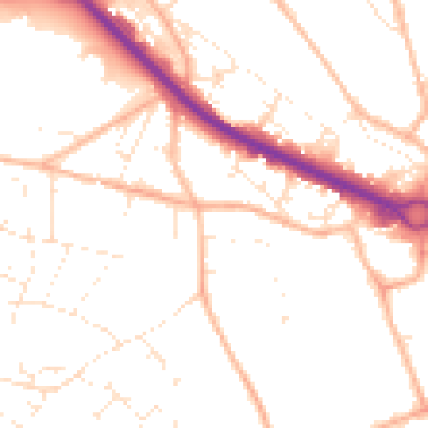 Daytime road noise heatmap for GL7 1WJ