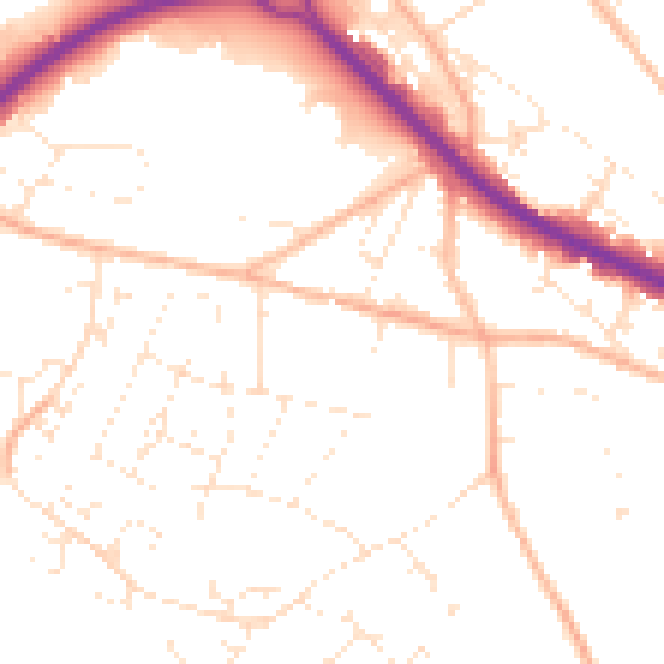 Daytime road noise heatmap for GL7 1XQ