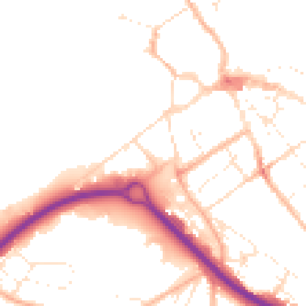 Daytime road noise heatmap for GL7 1ZJ