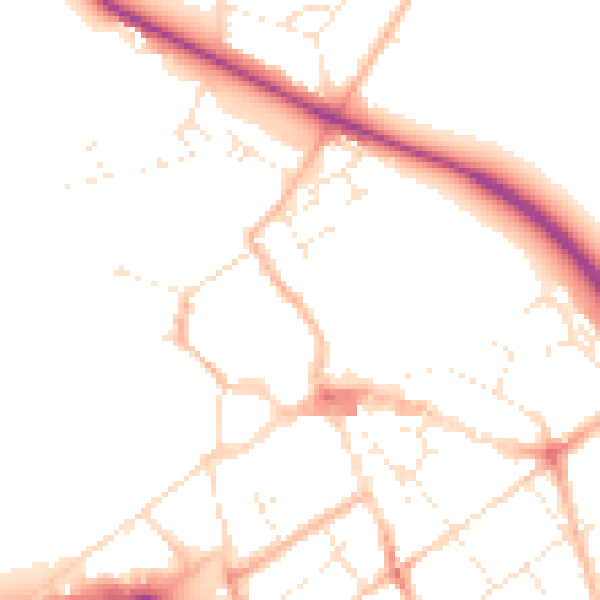 Daytime road noise heatmap for GL7 2AJ