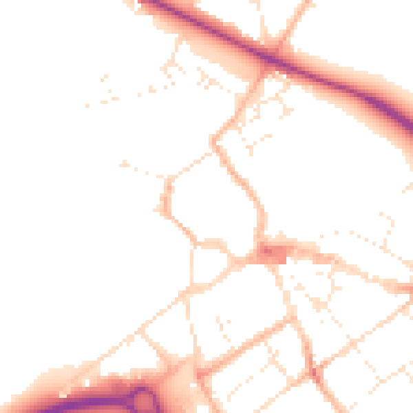 Daytime road noise heatmap for GL7 2BZ