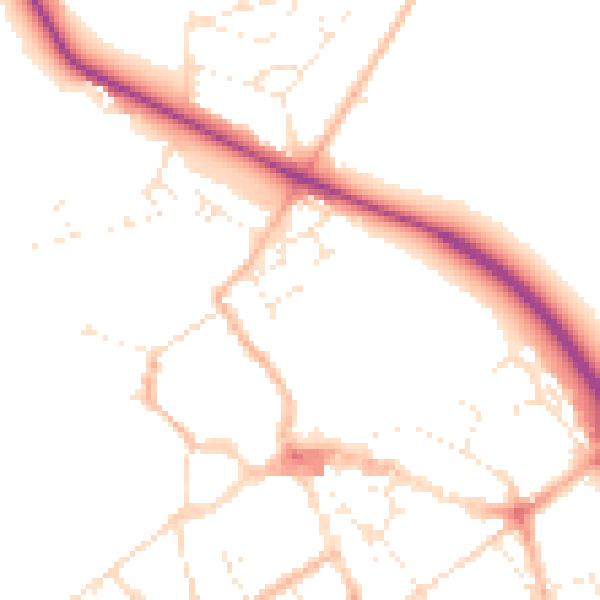 Daytime road noise heatmap for GL7 2DB